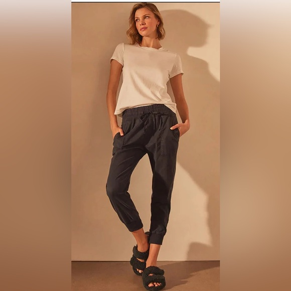 Standard James Perse Mixed Media Pants Linen Blend Washed Black joggers,size 1/S - Picture 1 of 11